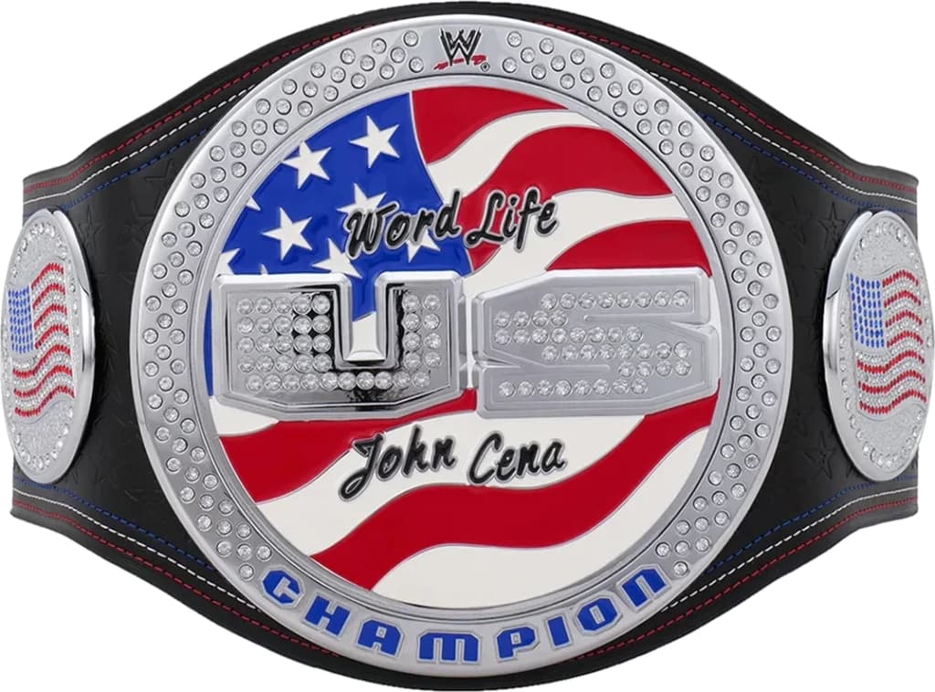 Replica championship title belt finished to display standard, plate by plate.