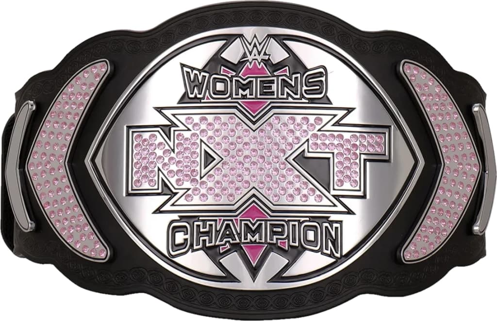 Display-grade replica championship title belt with die-struck metal plates on a full-grain leather strap.