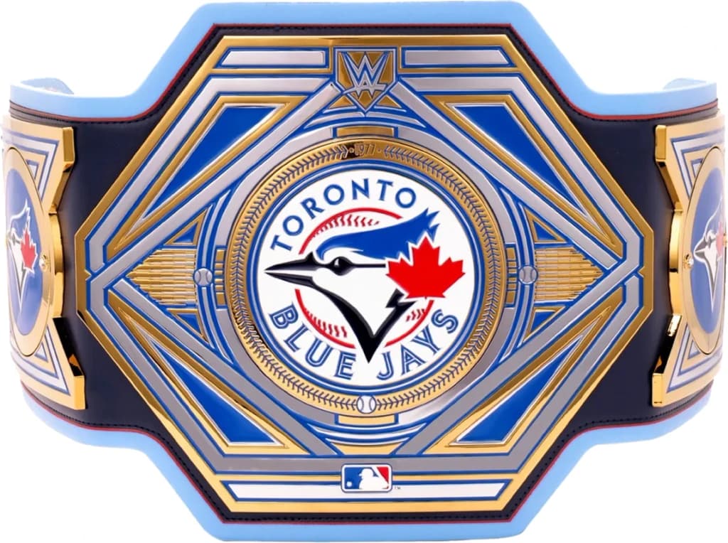 Replica championship title belt finished to display standard, plate by plate.