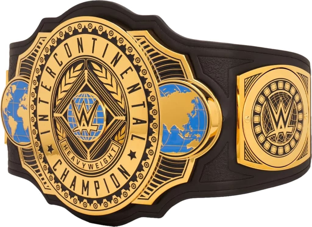 Replica championship title belt finished to display standard, plate by plate.