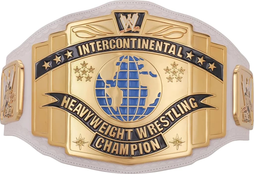 Replica championship title belt finished to display standard, plate by plate.