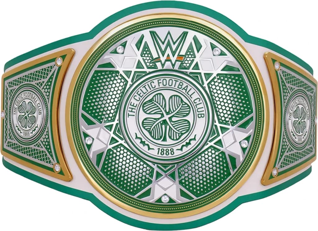 Replica championship title belt finished to display standard, plate by plate.