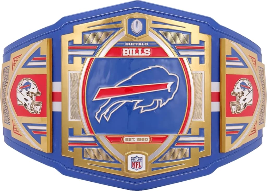 Replica championship title belt finished to display standard, plate by plate.