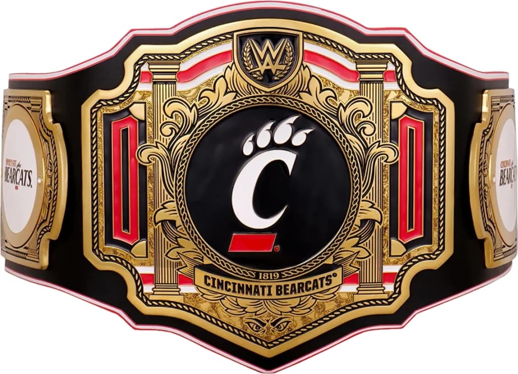 Replica championship title belt finished to display standard, plate by plate.