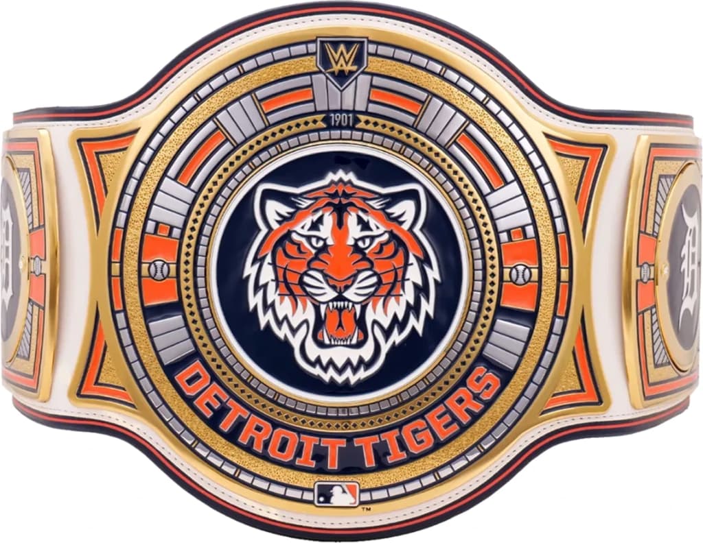 Replica championship title belt finished to display standard, plate by plate.
