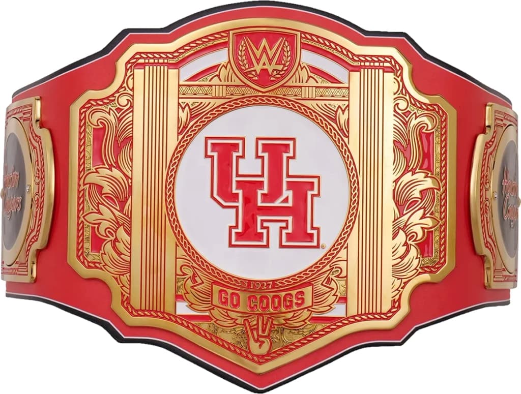 Replica championship title belt finished to display standard, plate by plate.