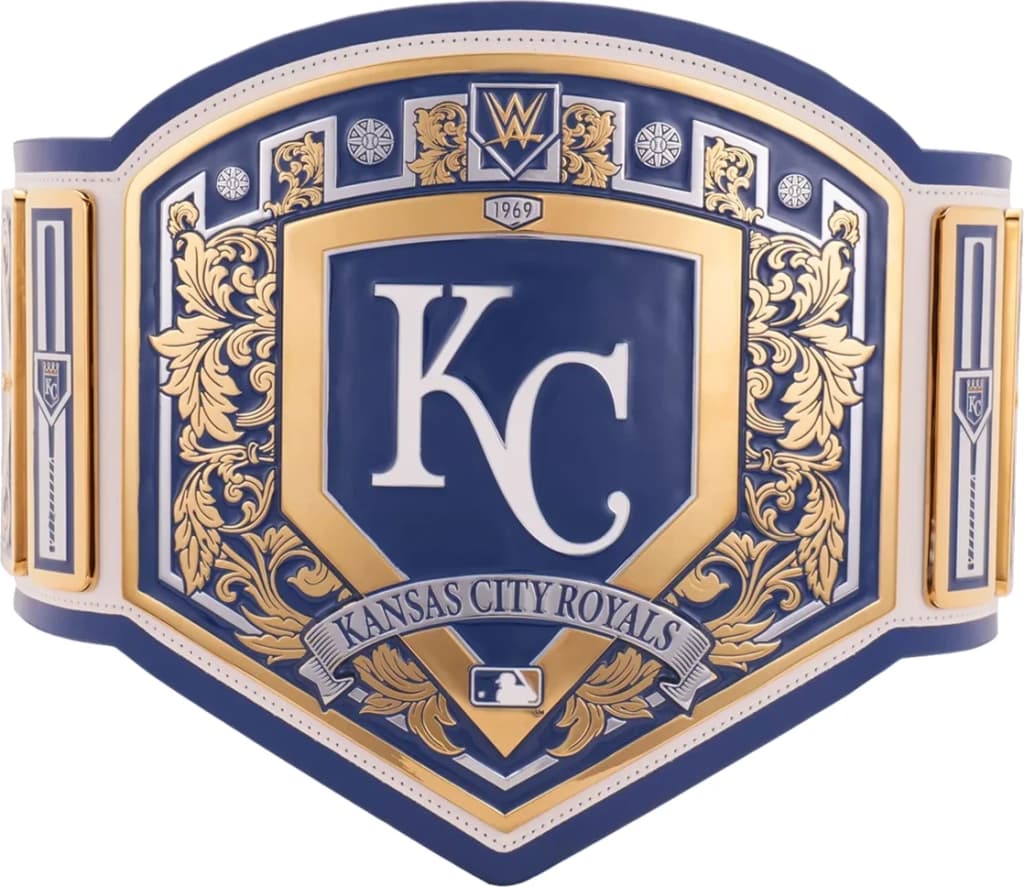 Replica championship title belt finished to display standard, plate by plate.