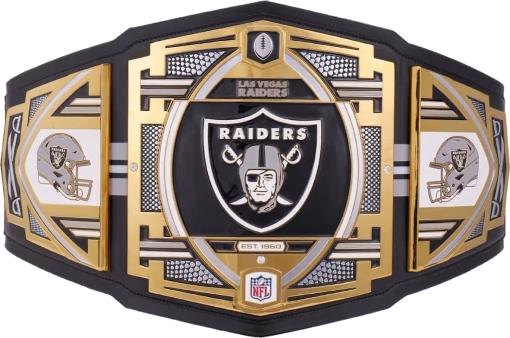 Replica championship title belt finished to display standard, plate by plate.