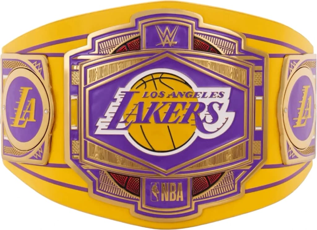 Replica championship title belt finished to display standard, plate by plate.
