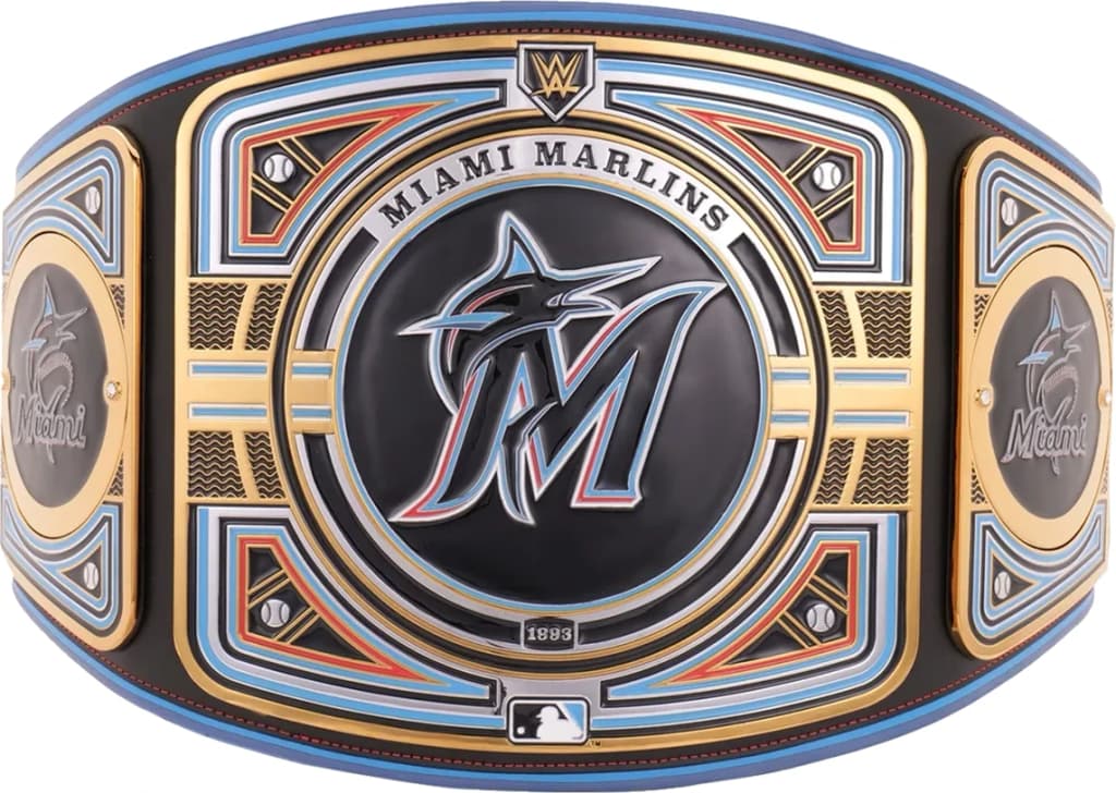 Replica championship title belt finished to display standard, plate by plate.
