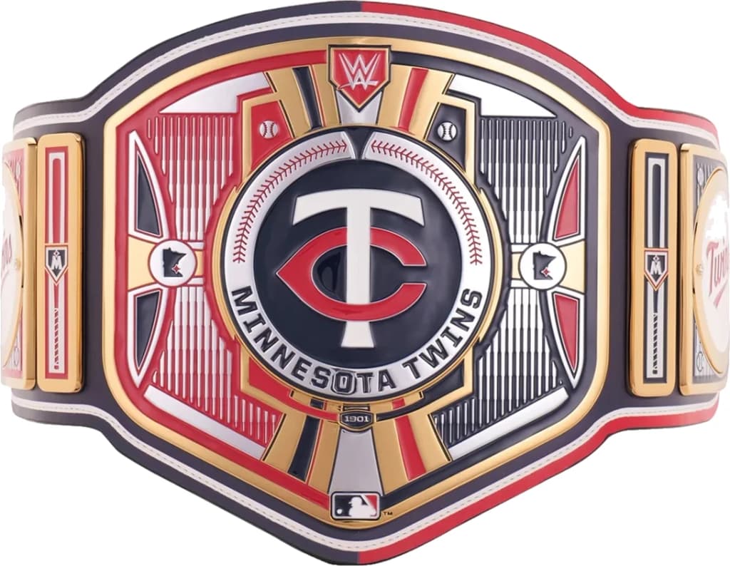 Replica championship title belt finished to display standard, plate by plate.