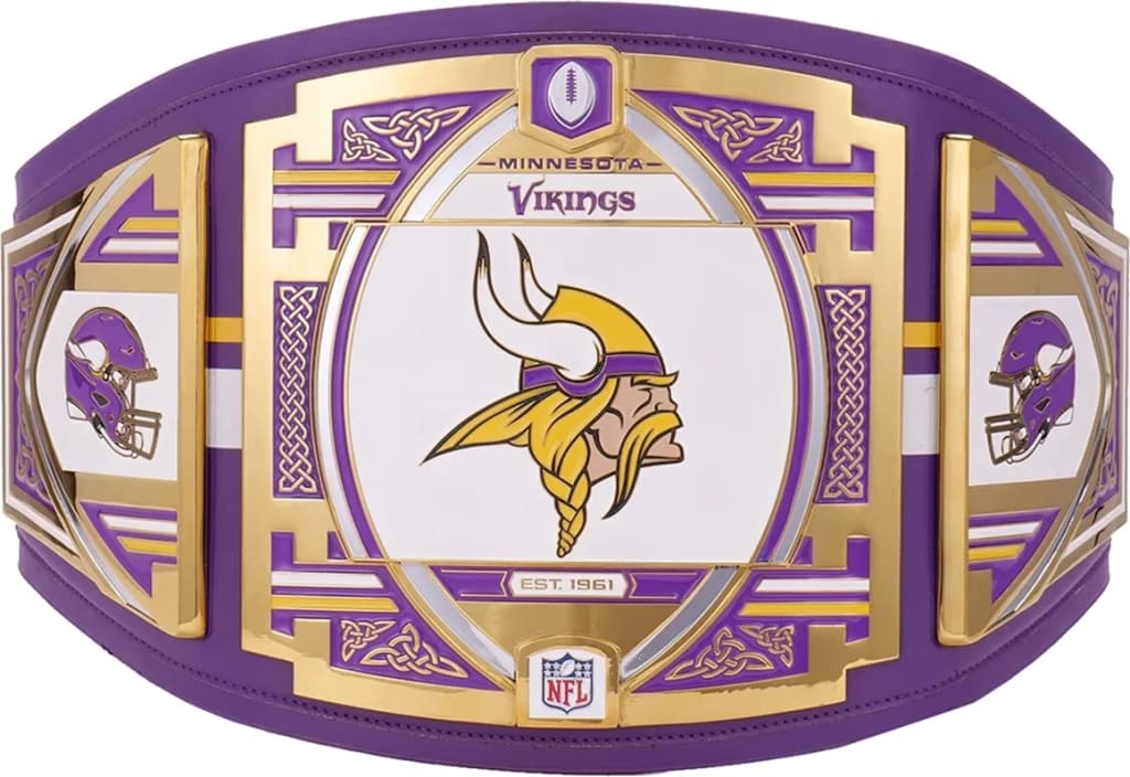 Replica championship title belt finished to display standard, plate by plate.