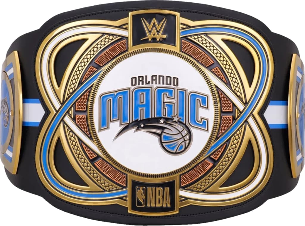 Replica championship title belt finished to display standard, plate by plate.