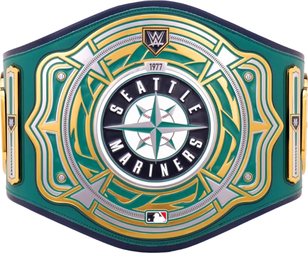 Replica championship title belt finished to display standard, plate by plate.