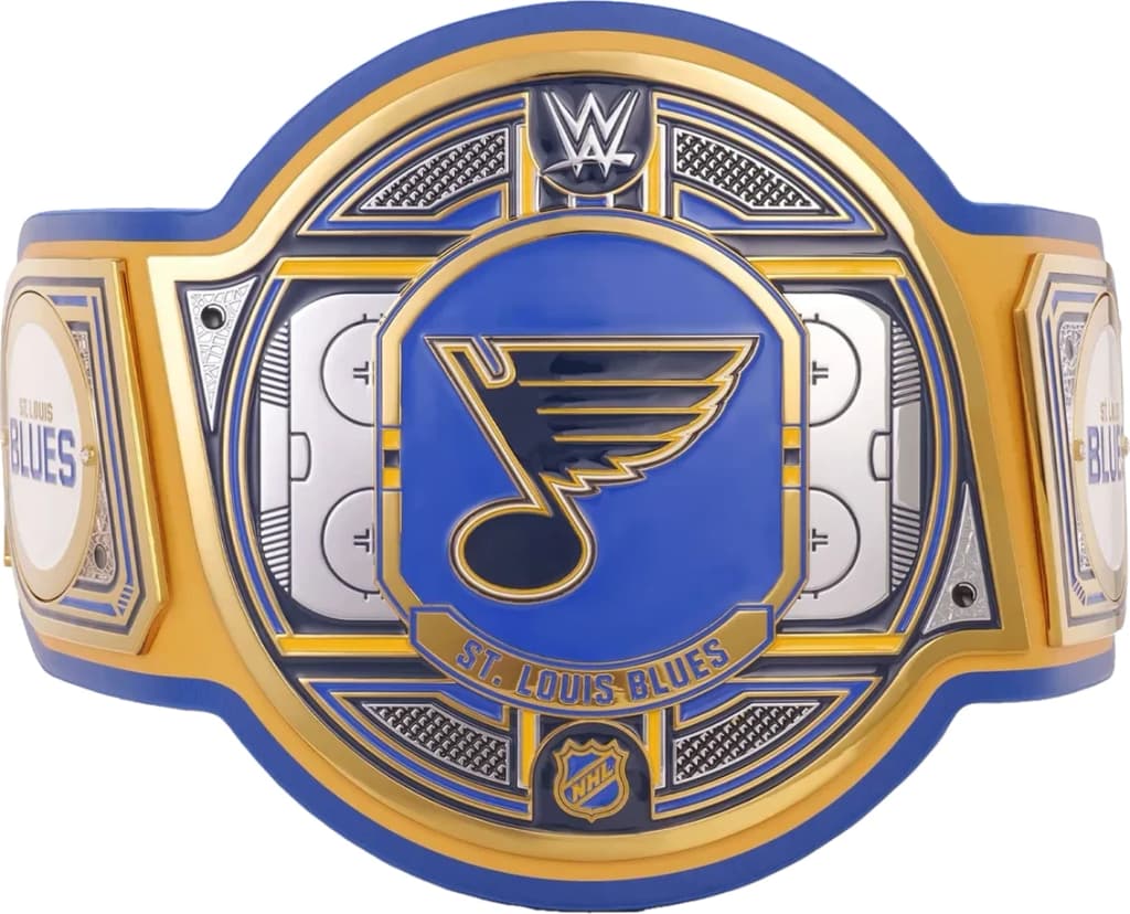 Replica championship title belt finished to display standard, plate by plate.