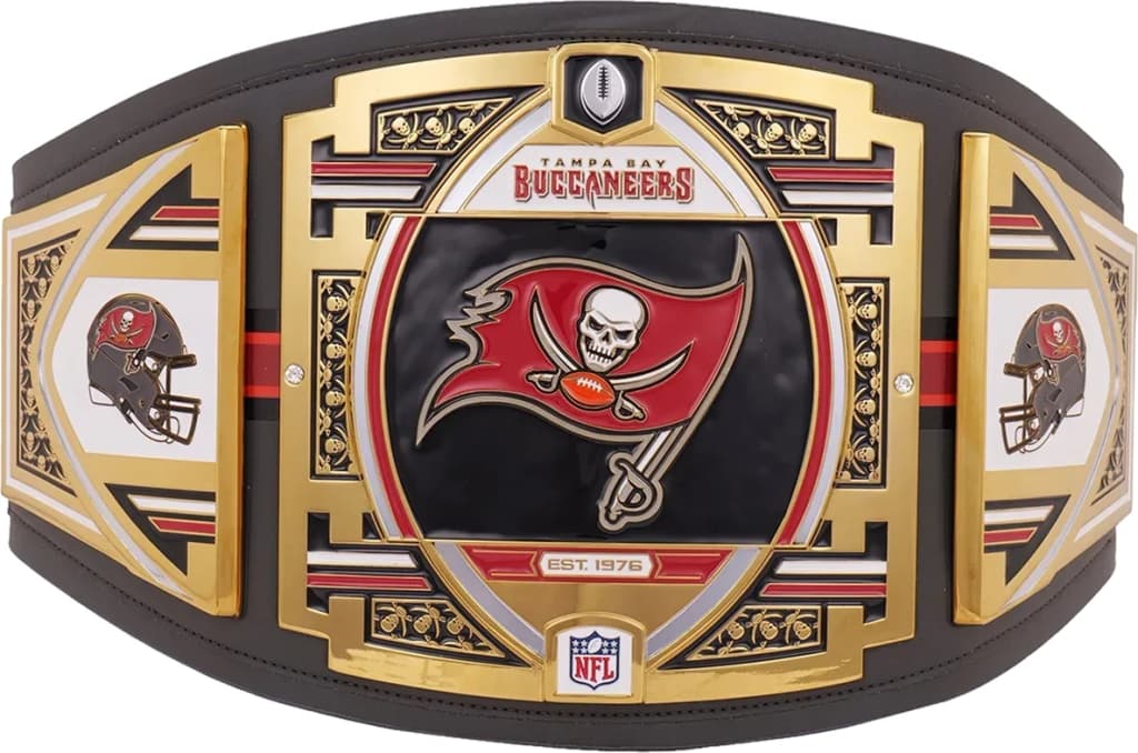 Replica championship title belt finished to display standard, plate by plate.