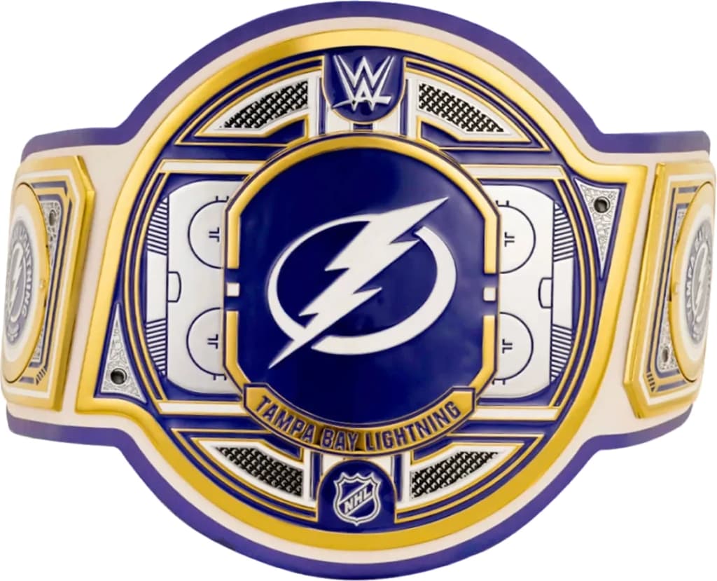 Replica championship title belt finished to display standard, plate by plate.