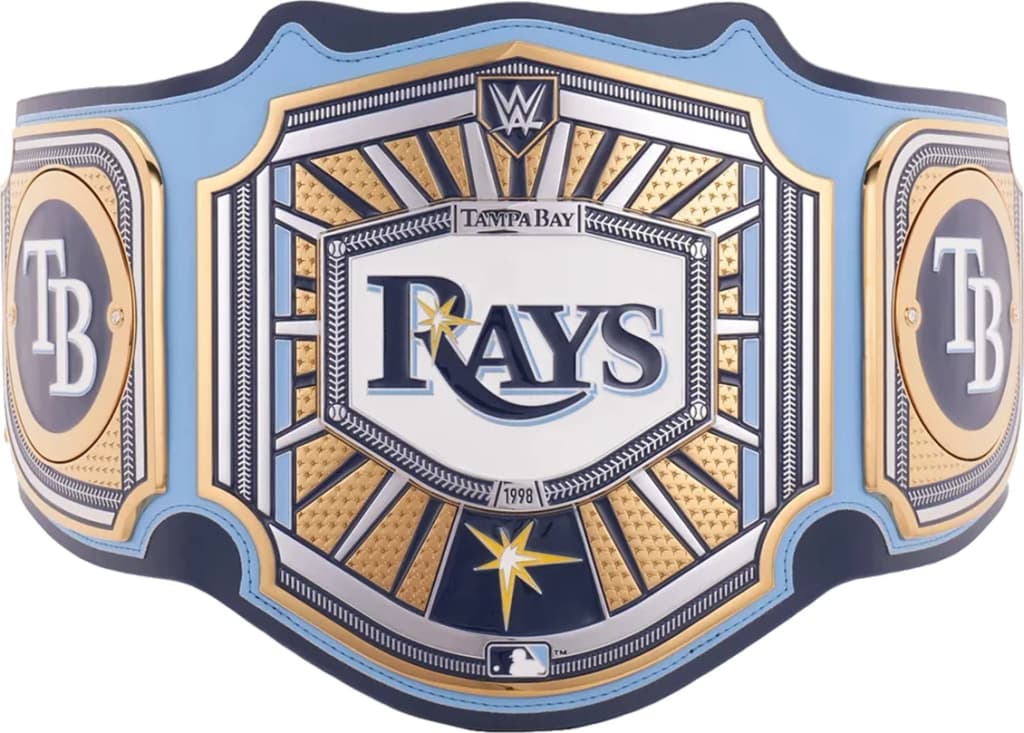 Replica championship title belt finished to display standard, plate by plate.