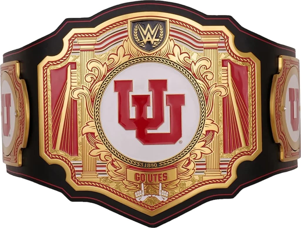 Replica championship title belt finished to display standard, plate by plate.