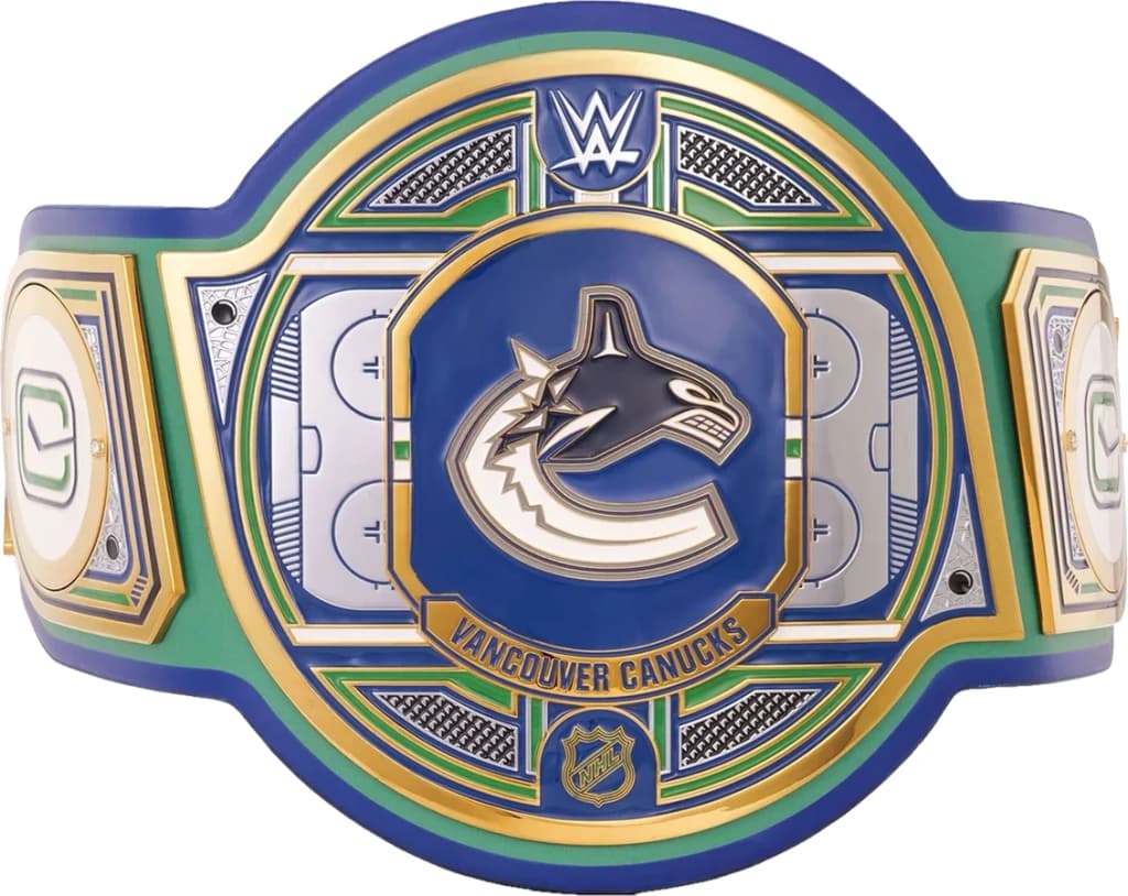 Replica championship title belt finished to display standard, plate by plate.