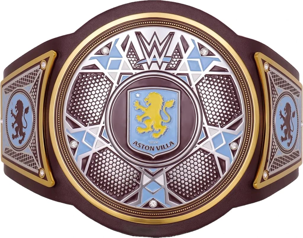 Replica championship title belt finished to display standard, plate by plate.